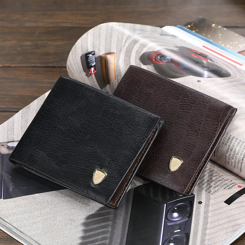 Мужской кожаный кошелек брендовый держатель для карт мужской черный коричневый