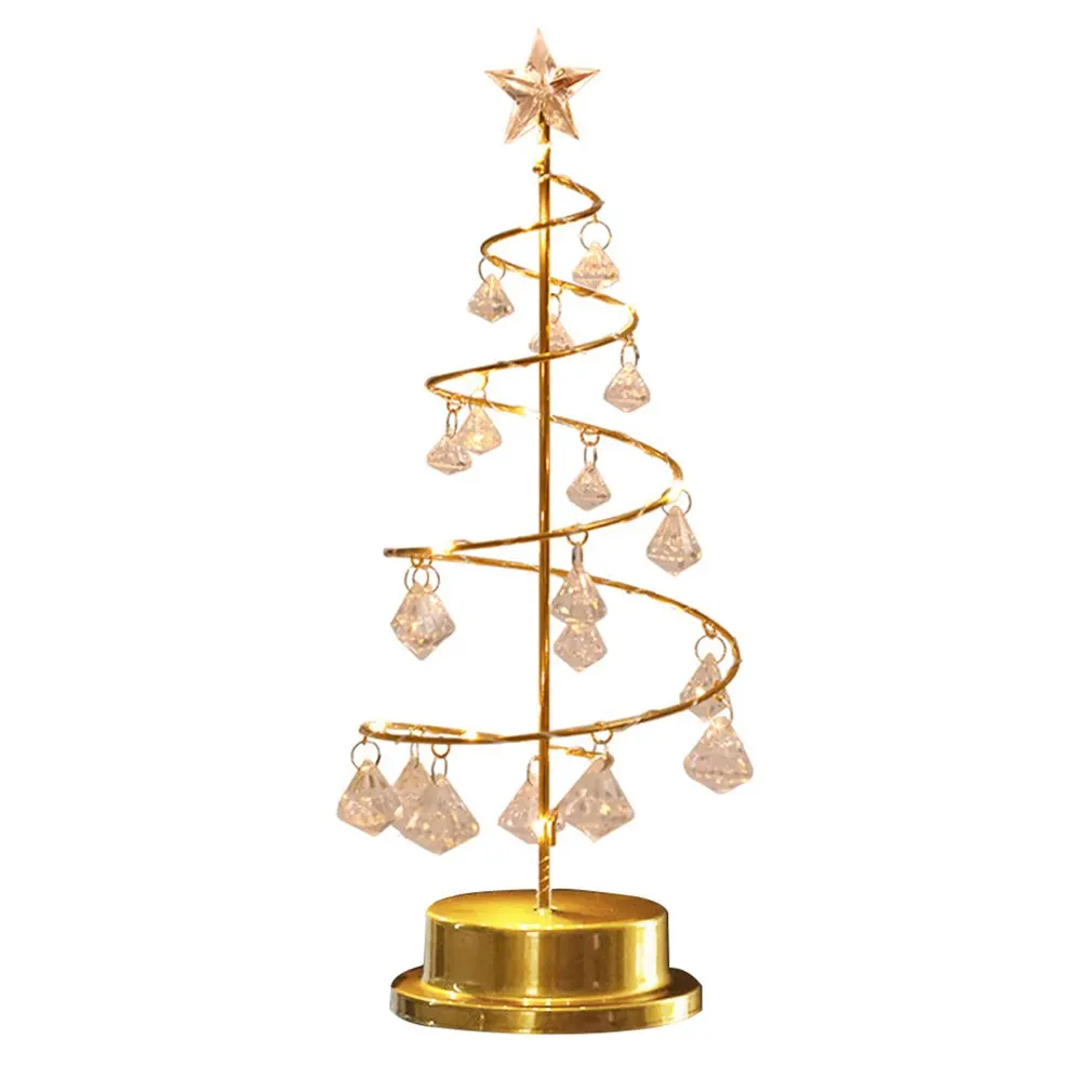 

Wrought Iron Night Light Christmas Tree Five-Pointed Star Light Crystal Tree Shape Decoration Crafts Home Decoration