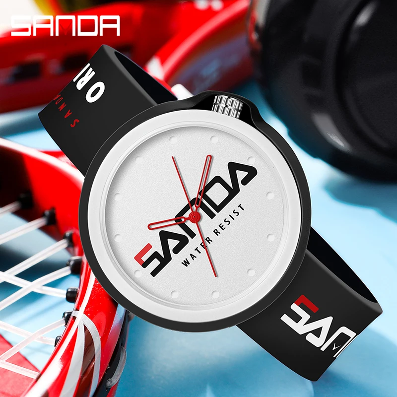 

Часы наручные SANDA Мужские кварцевые, модные дизайнерские водонепроницаемые спортивные Брендовые с силиконовым ремешком, для студентов, 3200