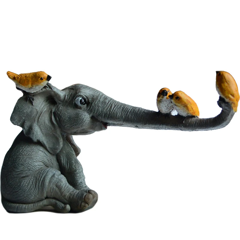 Figuritas de elefante bonitas y creativas, artesan&iacute;a de resina de animales en miniatura, accesorios de decoraci&oacute;n del hogar, jard&iacute;n de hadas, regalos de recuerdo-4