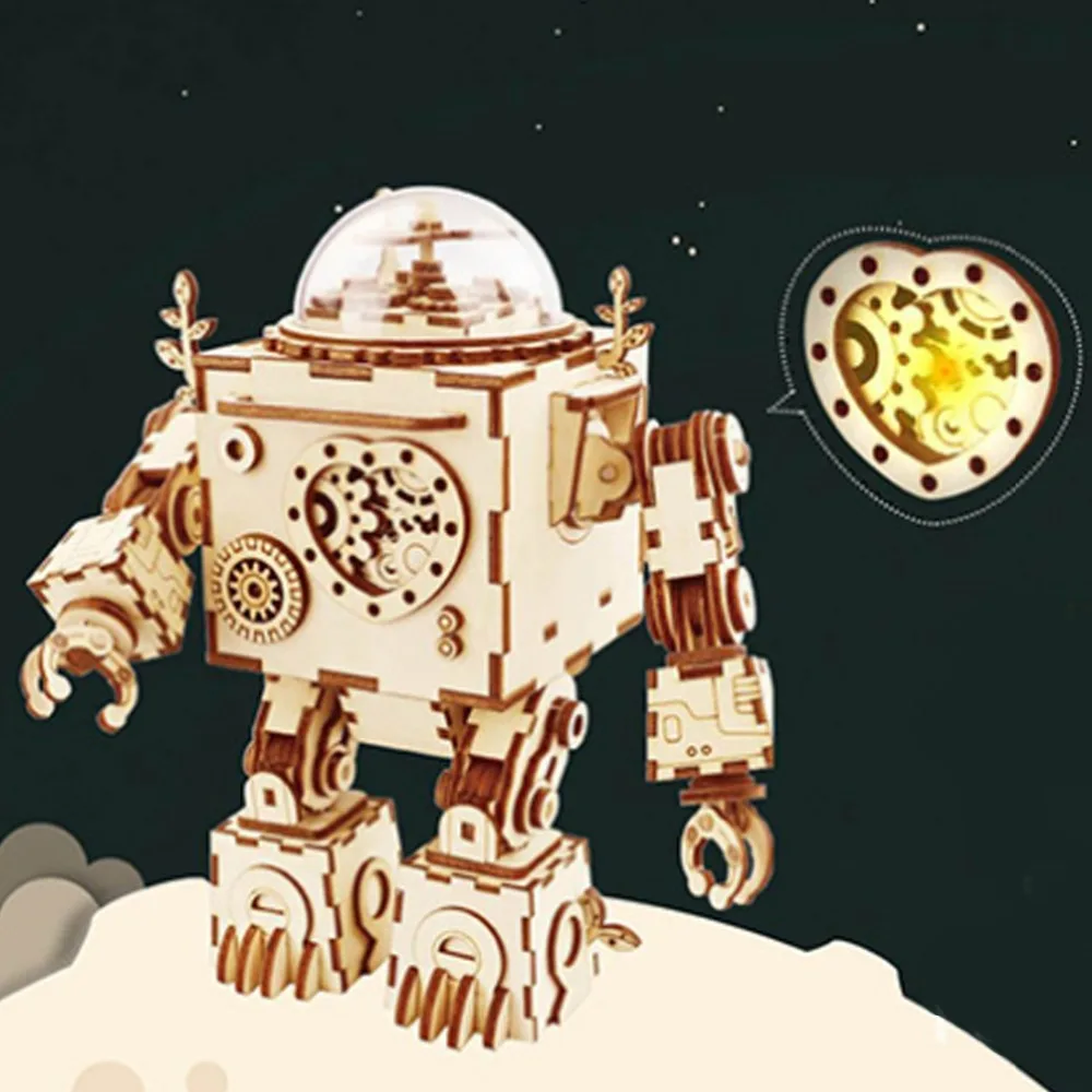 Robotime 5 видов 3D стимпанк головоломка DIY движение собранная деревянная модель игрушки для детей и взрослых тренировка мозга музыкальная шкатулка AM680