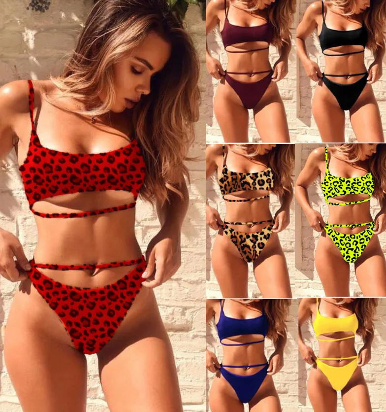 

2 Piece Sets Womens Sexy Swimwear Women Sexy Bikini Leopard Micro Bikini 2020 Push Up Swimwear Designer Bikini