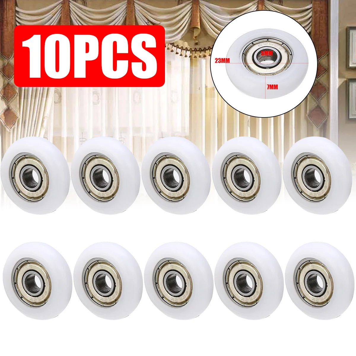 

10pcs 23mm Shower Sliding Roller Wheel Door Runner Rollers Plastic Wheels Pulleys Replacement Parts for Sliding Door Window