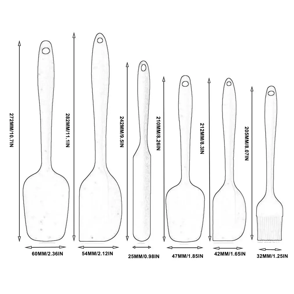 

6 Pack Non-Stick Silicone Spatula With Stainless Steel Core 6 Pack Black Multifunctional Silicone Cookware