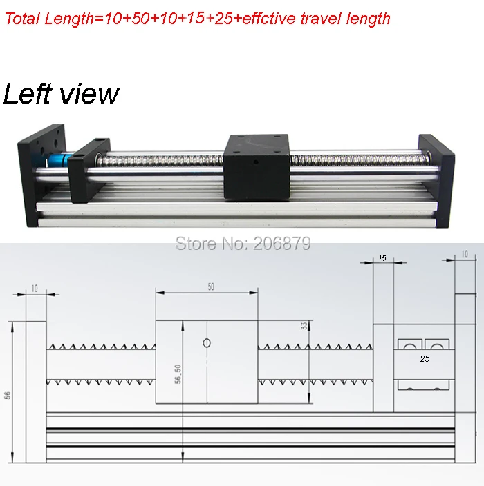 Эффективная длина хода 50 мм 100 SFU1204 1605 1610 шариковый винт 12 16 линейный направляющий
