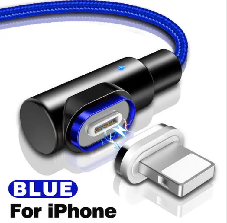 L-Line 1 м светодиодный магнитный 3а usb type-C для iPhone8 7 6 Plus X XR MAX Магнитный кабель Micro USB C для samsung S8 S9 Millet Mi 8 - Тип штекера: Blue