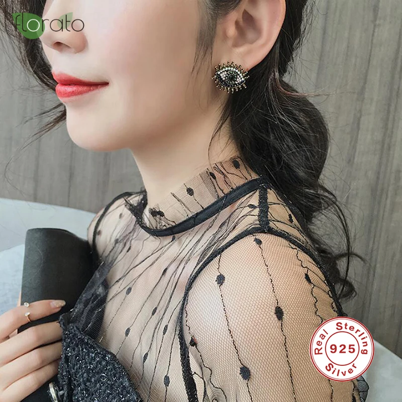 Серьги гвоздики в виде глаза демона из стерлингового серебра 925 пробы