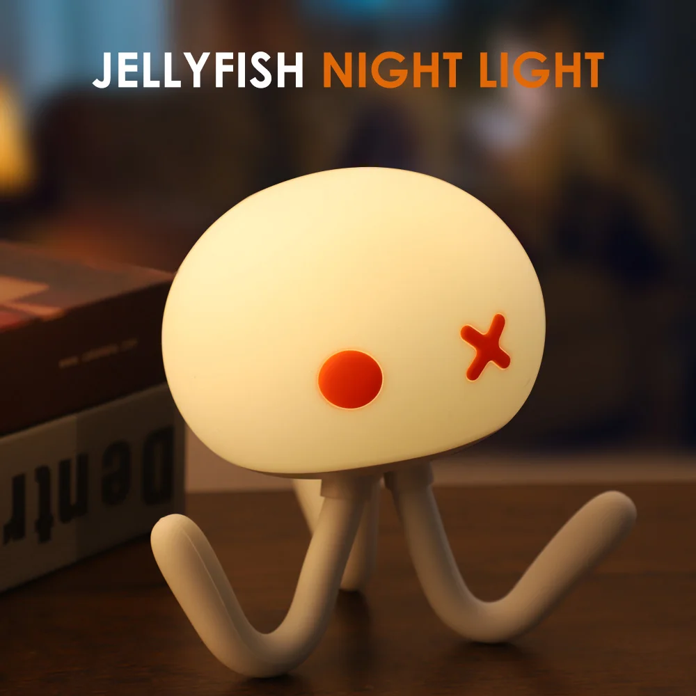 

Led Children Night Light For Kids Soft Silicone USB Rechargeable Bedroom Decor Gift 3 Light Modes Jellyfish Touch Night Lamp