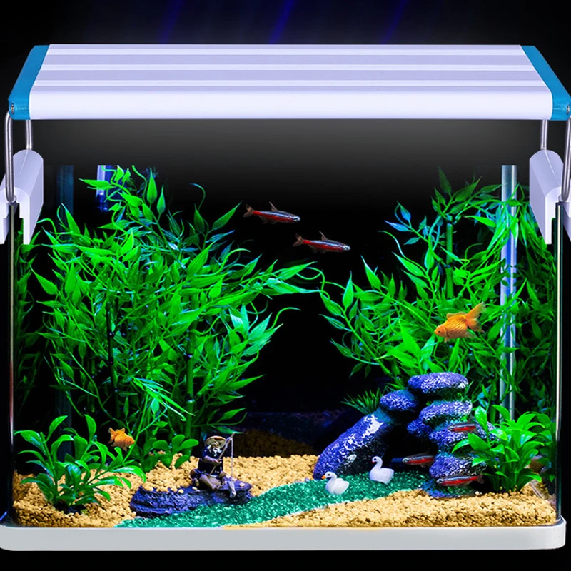 

Aquarium LED Light Super Slim Fish Tank Aquatic Plant Grow Lighting Waterproof Bright Clip Lamp Blue LED 18-75cm for Plants 220v