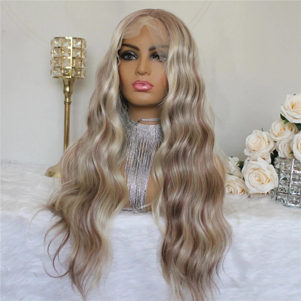 

200 Density Transparent Lace Ombre Highlights Platinum Blonde 13x6 Lace Front Human Hair Wigs Headband 30inch Natural Hairline