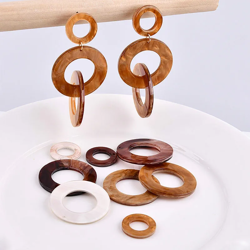 Корейское кольцо с имитацией мрамора акриловая доска самодельные серьги ручной