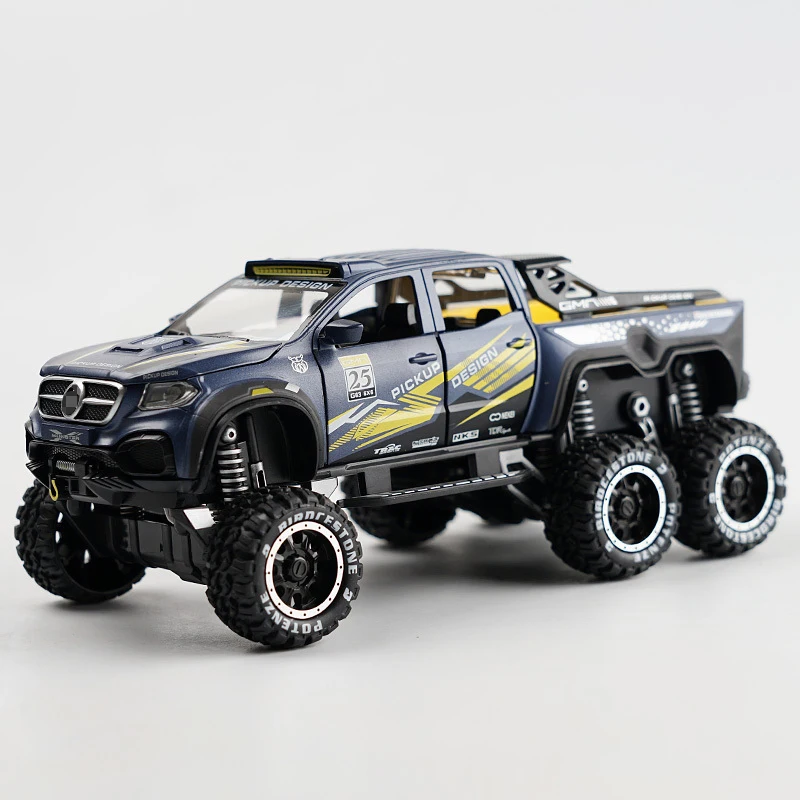 

Simulation Alloy Car Modle XCLASS EXY 6X6 Pickup 1/28 Metal Toy Car Sound Light Pull Back Model Toys For Boys Light Toys