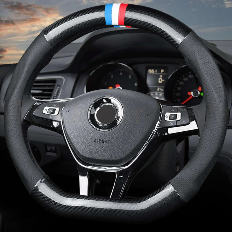 

Кожаное кольцо чехол рулевого колеса автомобиля D/O для Volkswagen Golf 7 Mk7 R Passat Polo Scirocco для Audi TT Kia Sportage K5 37/38 см