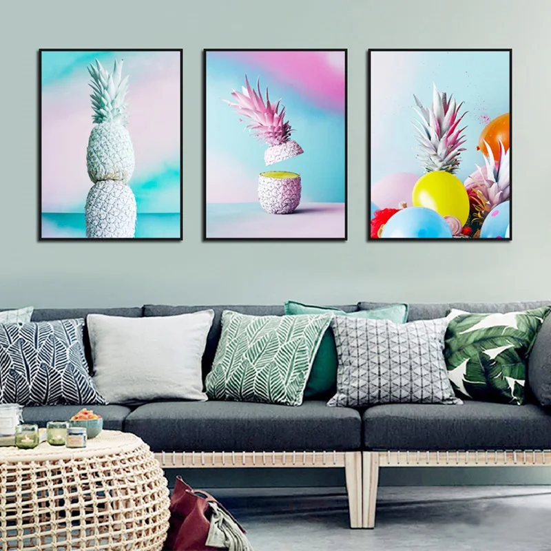 Красочные ананас Wall Art Posetrs и печать холст картины настенные для Гостиная