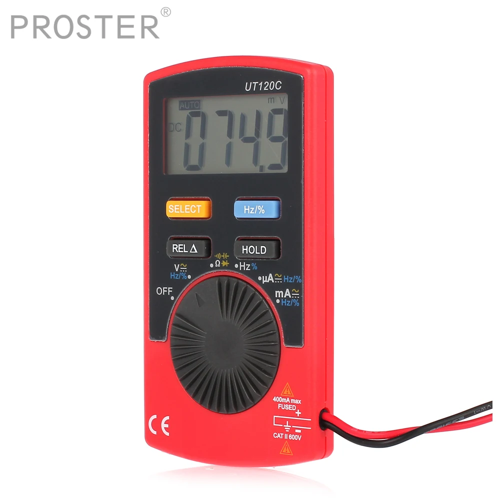 

Proster Mini Digital Multimeter for UT120C Handheld Multimeter AC/DC Current Voltage Tester Current Resistance Capacitance Diode