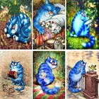 Алмазная 5D картина сделай сам, картина с милым котом, полная выкладка, квадратнаякруглая мозаика с рисунком животных, вышивка крестиком, домашний декор