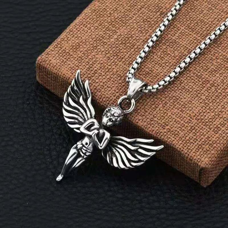 

Cupid Angel Necklace for Men Women Harajuku Style Retro Hip Hop Trend Necklace Little Angel Pendant Couple Personality Jewelry