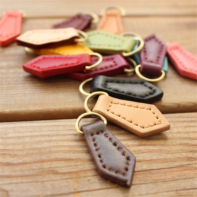 Кожаная застежка молния в форме бриллианта 3 шт. бронзовое кольцо для шитья