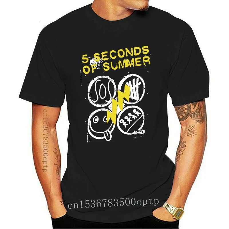 

Футболка мужская летняя черная, 2021 г., 5SOS