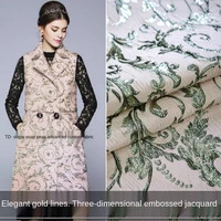 elegant gold wire three dimensional yarn dyed jacquard windbreaker jacket fabric sewing fabric factory shop is not out of stock