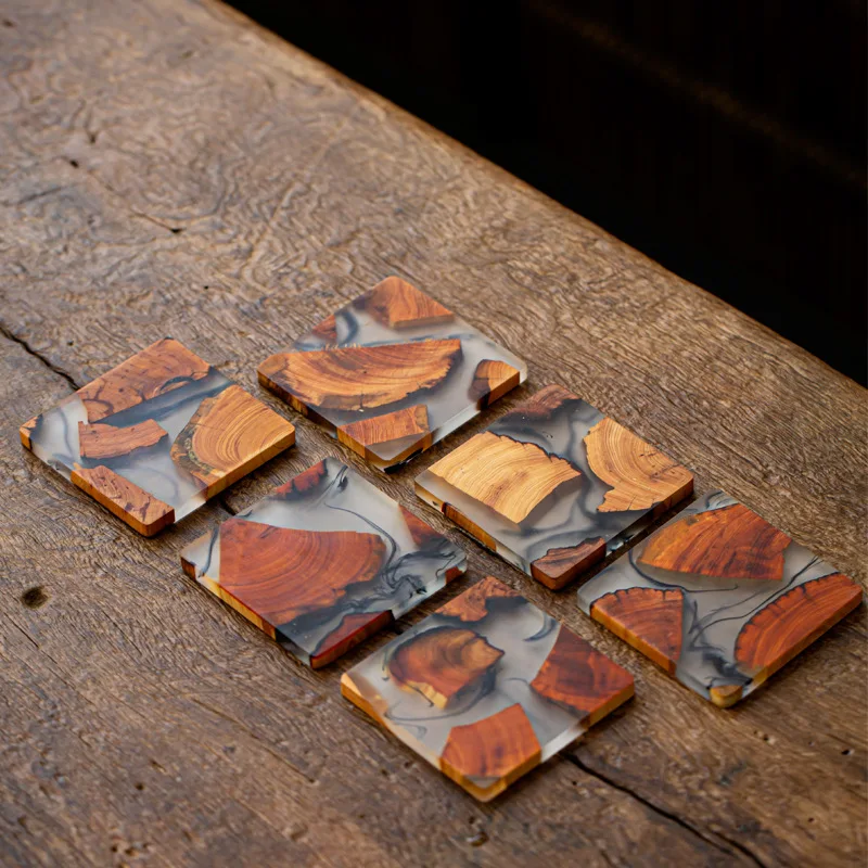 Resin Insulation Pad Japanese Solid Wood Tea Coaster Simple Cup Holder Creative Gasket Ceremony Spare Parts | Дом и сад