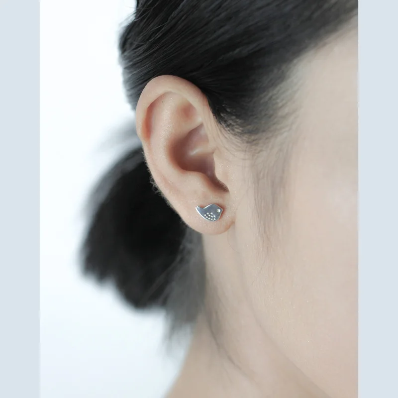 Женские серьги-пусеты Trusta из 100% серебра 925 пробы с листьями птицы для