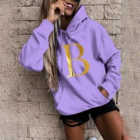 womens fashion hoodie letter b print girl casual oversized pocket pullover hoodie harajuku long sleeve sports pullover