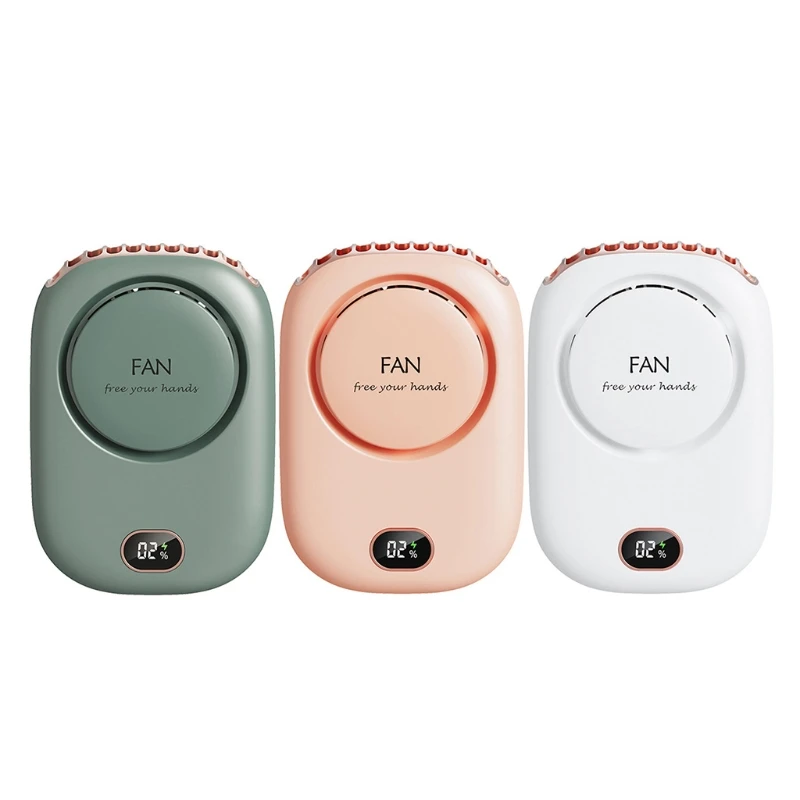 

MXLC 3 Speed Portable Neck Fan Hand Free Bladeless Hanging Sport Fan Wearable with 2000mAh Battery Personal Power Display Fan