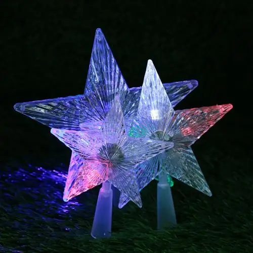 18cm Высококачественная пластиковая макушка для новогодней елки пятиконечная звезда многоцветный Блестящий светодиодный светильник Рождественский романтический декор тонкой работы - Цвет: 18cm