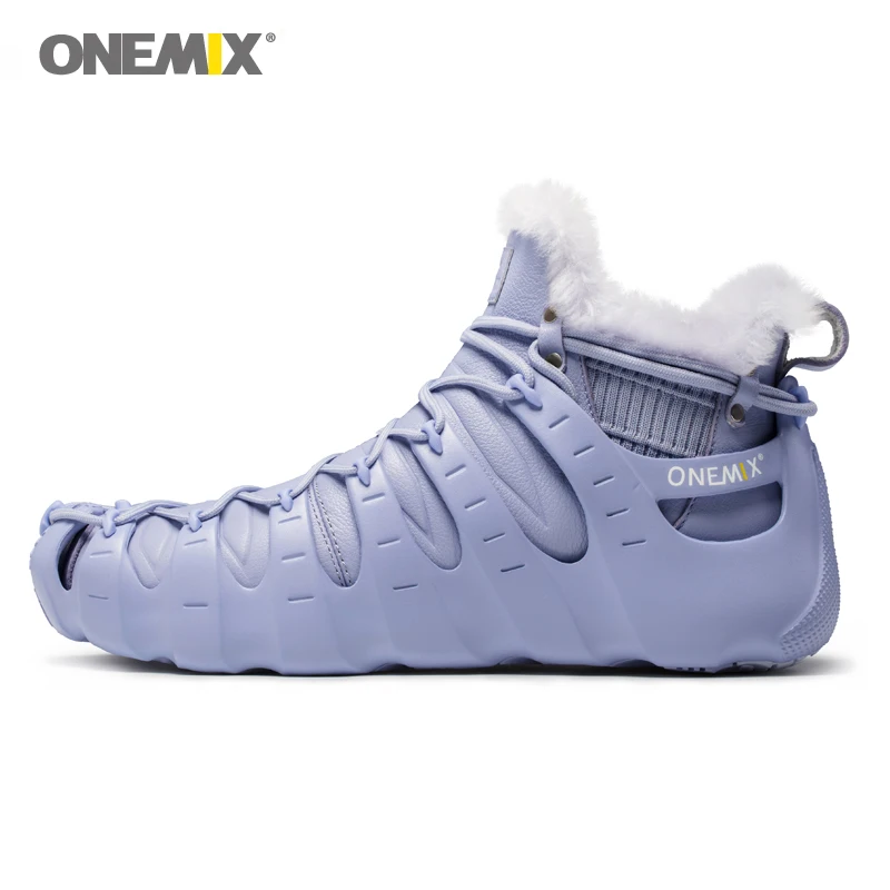 ONEMIX Men Winter Warm Plush Snow Boots High Quality for Women Walking Shoes Outdoor Trekking No Glue Sneakers Autumn Keeping