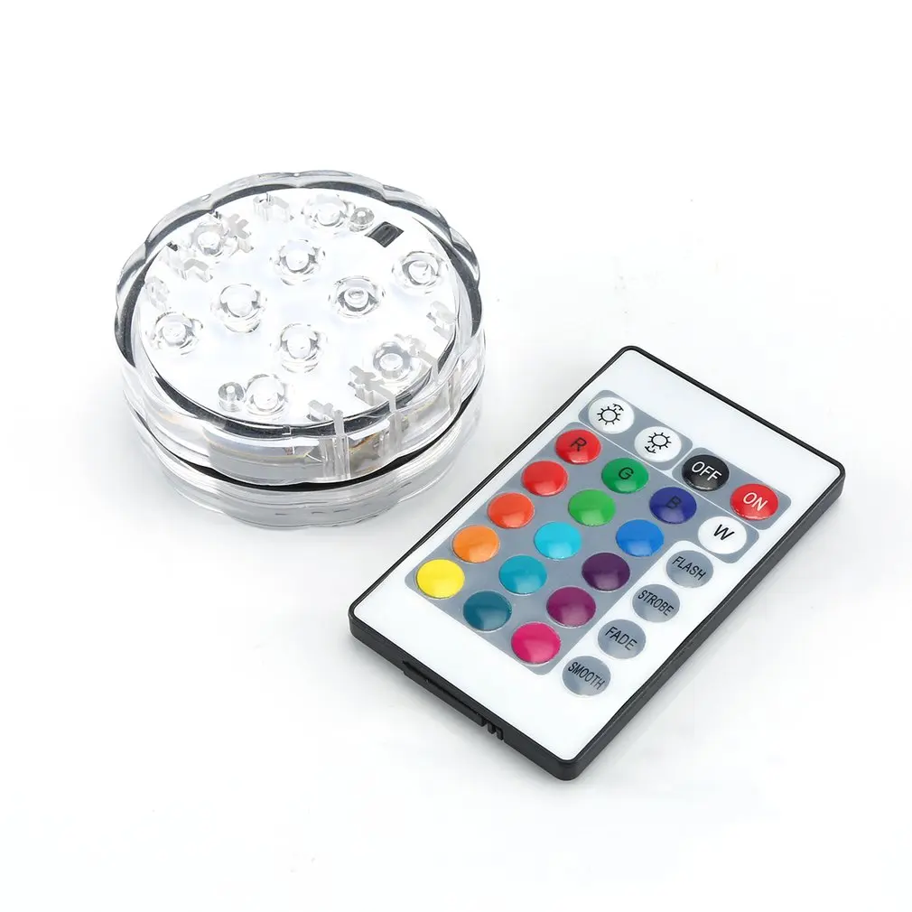 10LED RGB погружной цветной светильник с дистанционным управлением зарядка от