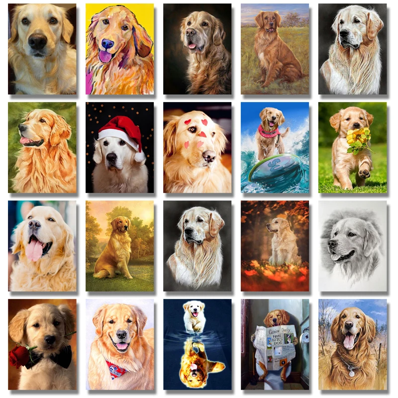 Алмазная живопись сделай сам золотистый ретривер собака полная круглая вышивка
