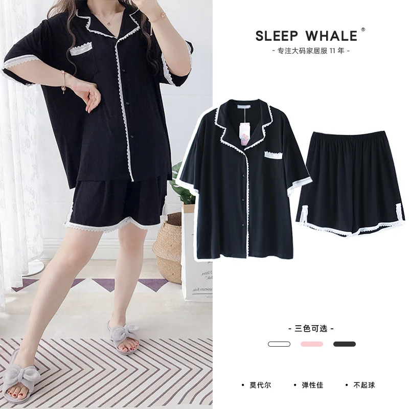 

Твердые Цвет из обработанной вискозы с футболкой с короткими рукавами и шортами для девочек кардиган, Детские пижамные комплекты кружевной...