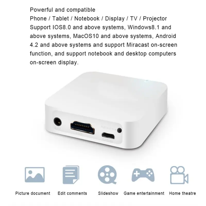 Белый автомобильный WiFi Дисплей Коробка Зеркало Ссылка адаптер для Airplay DLNA Android и