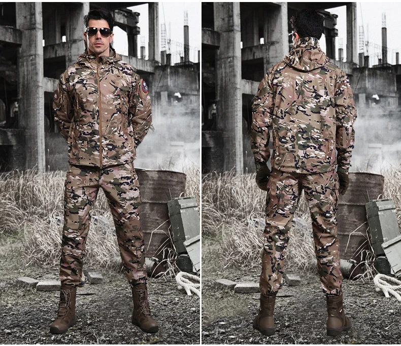 Ветрозащитная худи флисовая уличная Мужская Военная Тактическая теплая куртка