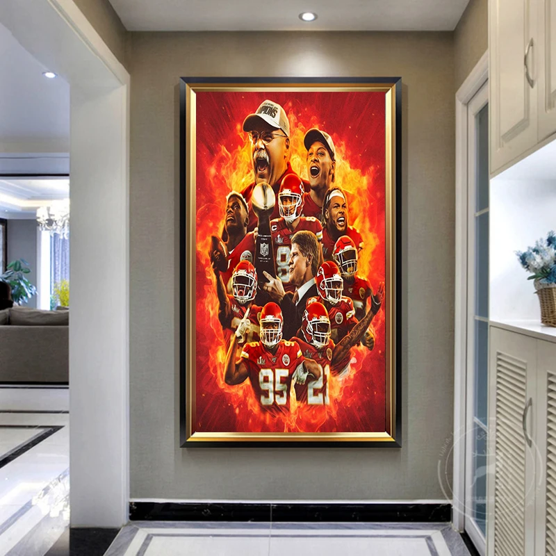 

5D DIY Full Diamond Painting Rugby Team Star Team Cross Stitch Red Flame Full Diamond Embroidery Room Decoration Gift