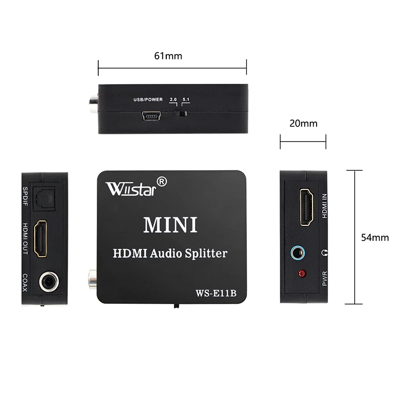 Wiistar HDMI к Spdif Coxial 3 5 мм с 2 канальным/5.1CH аудио экстрактор сплиттер преобразователь