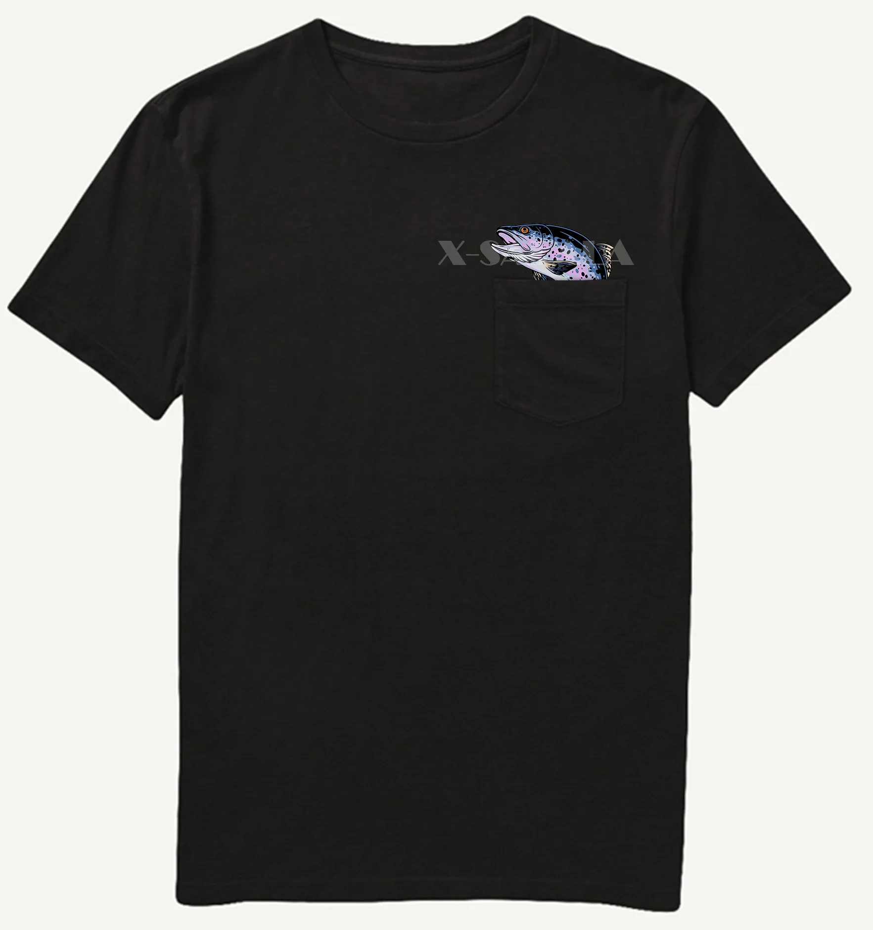 

Rainbow Trout FishingT Shirt Fashion Summer Pocket Printed T-shirt Men's For Women Shirts Hip Hop Tops Funny Cotton Tees-3