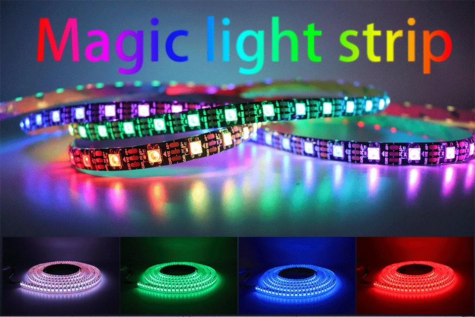 1 м/5 м WS2812B 30/60/144 светодиодов/m Smartled пикселей RGB индивидуально адресуемых светодиодные полосы светильник черный/белый печатных плат WS2812 IC WS2812B 5V