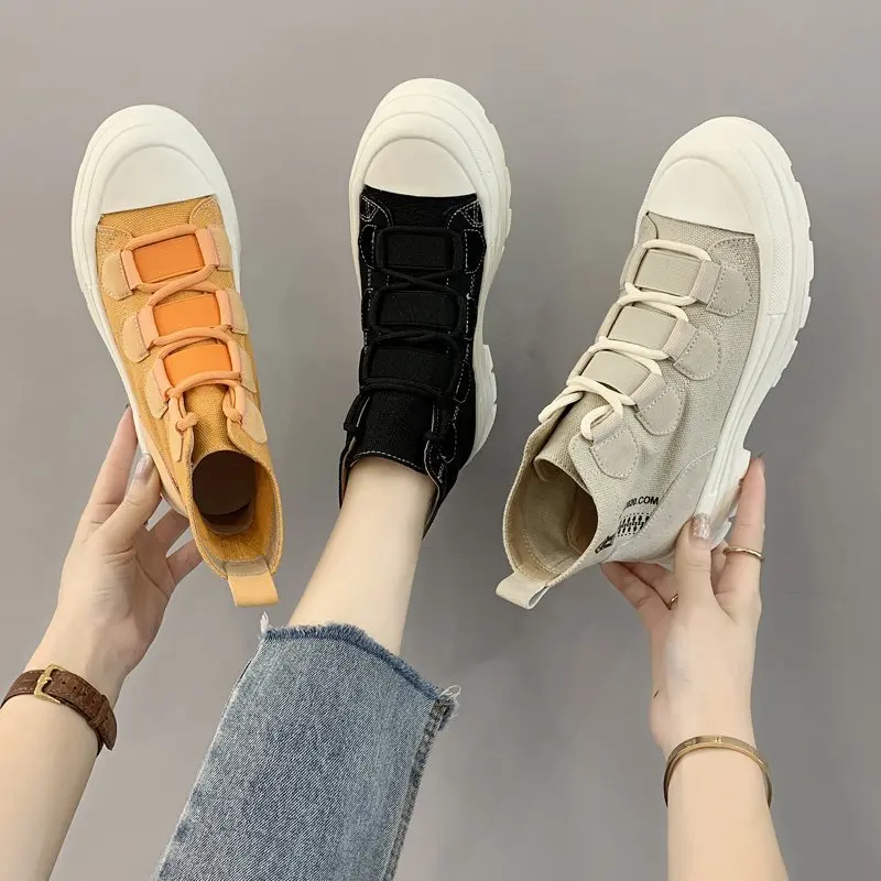 

Martin boots women 2020 new spring and autumn breathable thick bottom boots women canvas locomotive short boots X137