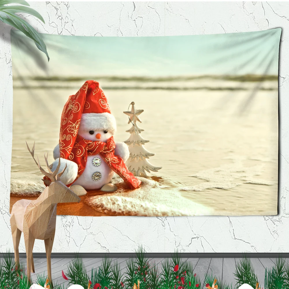 

Christmas Wall Hanging Xmas Fireplace Home Wall Decor Christmas Snowmen Tapestries Large SizeTapestry