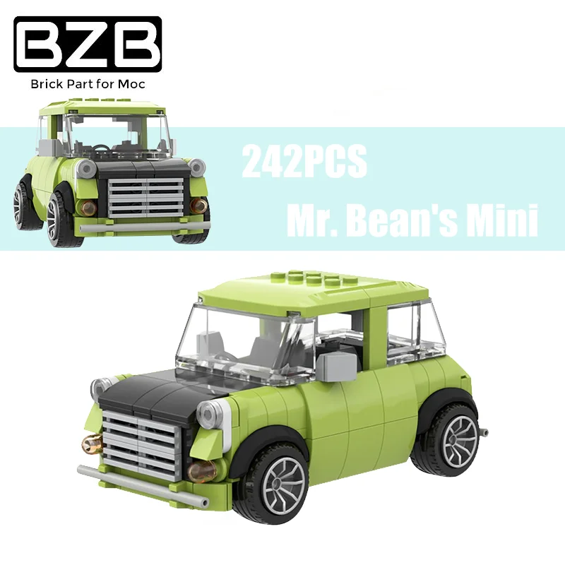 

BZB MOC 39171 Mr. Bean's Green Mini Car Building Block Model Home Decoration Bricks Parts Kids DIY Educational Toys Best Gifts