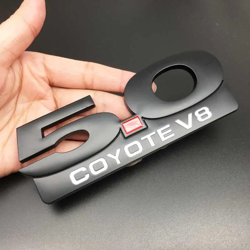 

3D металлический логотип 5,0 COYOTE V8, автомобильная наклейка, эмблема на кузов автомобиля, багажник, значок, наклейка для Ford Mustang 5,0 Coyote V8 TWIN Turbo, Стайлинг автомобиля