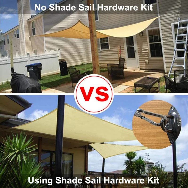 

Shade Sail Hardware Kit, Stainless Steel Hardware Kit for Triple-Cornered Square Rectangle Sun Shade Sail Installation