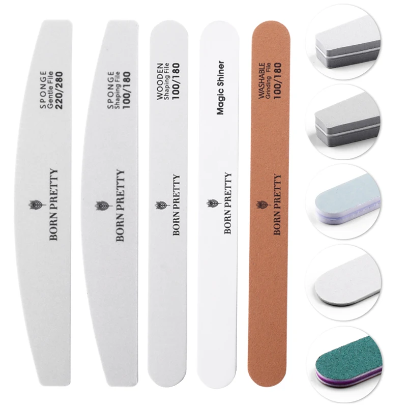 Файлы для ногтей BORN PRETTY двусторонняя моющаяся шлифовка сглаживание набивные