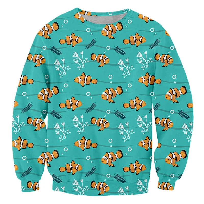 

Свитшот IFPD в европейском стиле с 3D-принтом клоуньи рыбы, Модные осенние рубашки с длинными рукавами и изображением животных, мужские и женск...