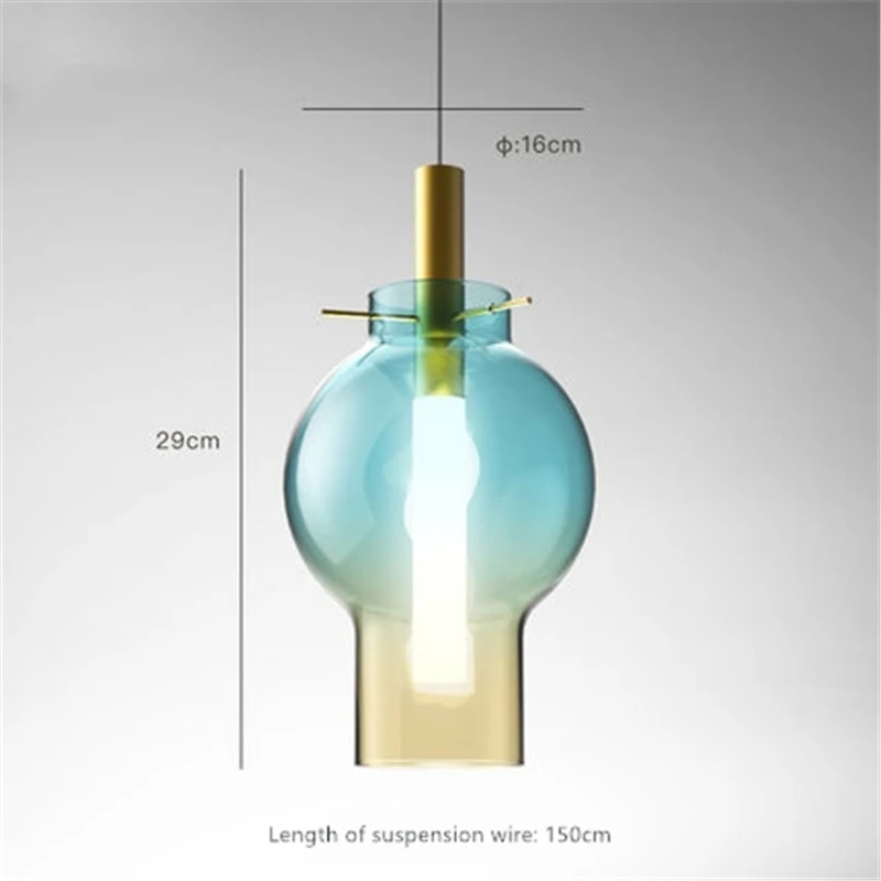 

Three Heads \\ Single Head Northern Europe Simple Modern Light Dining Room Lamp Colored Glass Chandelier Free Shipping LED Bulbs