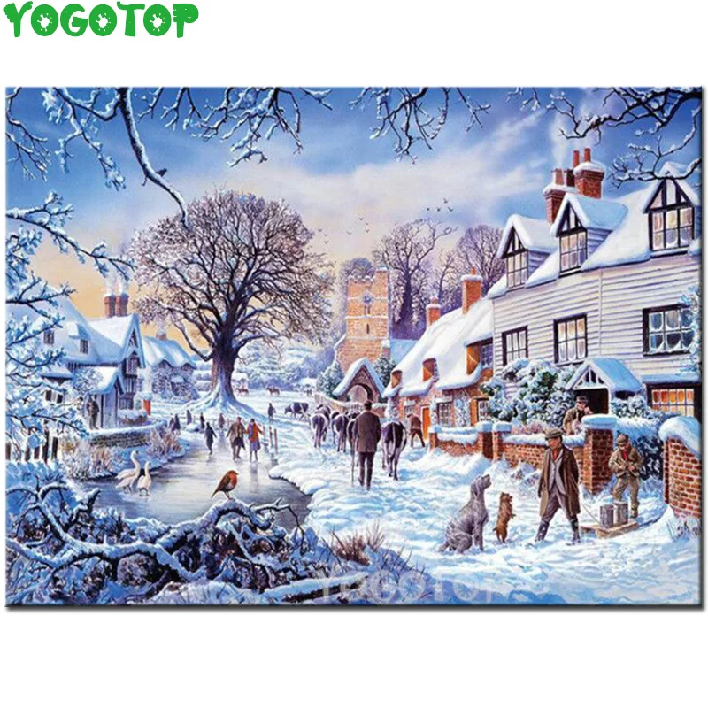 

diamond art Winter snow scenery 5d diy diamond painting square round mosaic embroidery cross stitch for wall Pictures YY4547