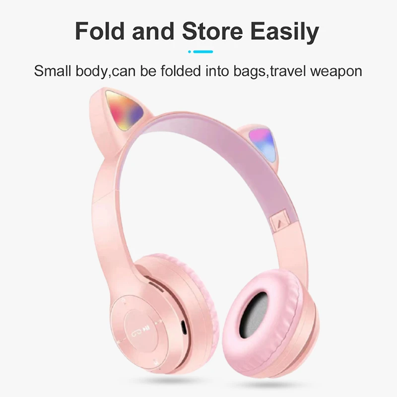

HIFI Folding Cat Bluetooth Headsets Supports TF Card Sports Wireless Headphone With Mic Stereo Audio Earphones For iPhone Xiaomi