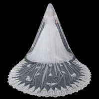 real photo 5 meter white ivory wedding veils long lace edge bridal veil with comb wedding accessories bride wedding veil 2020